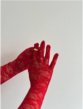 Мереживні червоні рукавички довгі AS3890/1 AS3890/1-універсал Ghazel фото - Luxbikini