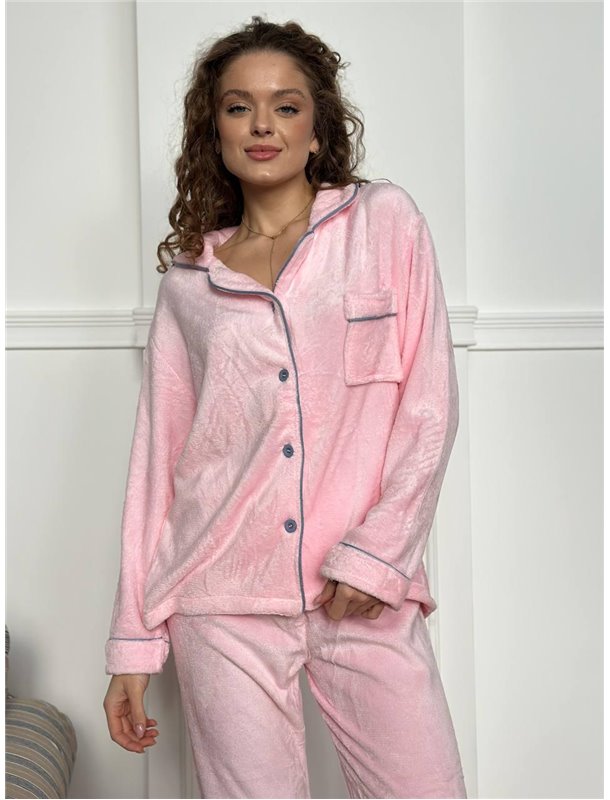 Тепла рожева піжамка на гудзиках DO3878/1 DO3878/1 Ghazel фото - Luxbikini