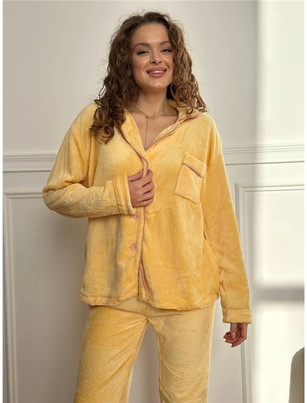 Тепла жовта піжамка на гудзиках DO3878 DO3878 Ghazel фото - Luxbikini