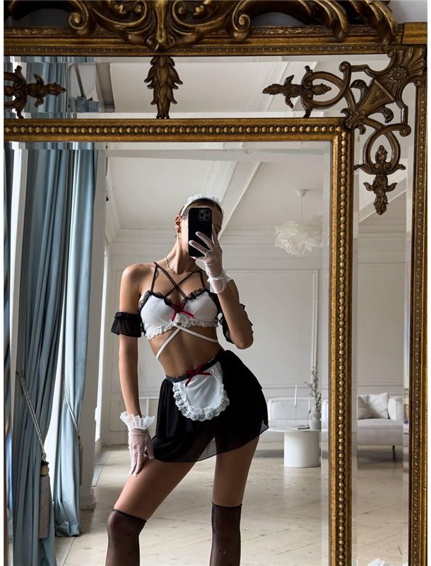 Костюм покоївки на тоненьких шлейках DO3865 DO3865 Ghazel фото - Luxbikini