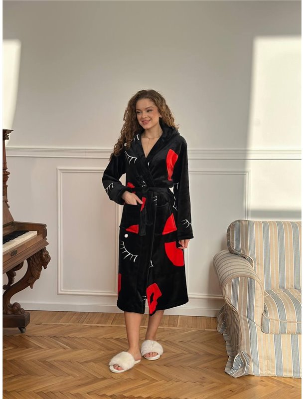 Халат теплий чорний DO3818 DO3818 Ghazel фото - Luxbikini