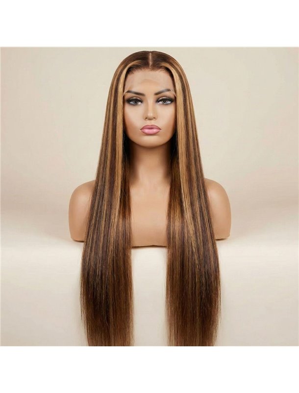 Довга перука з прямого штучного волосся омбре 70 см Каштановий з Блонд X00001200 China фото - Luxbikini