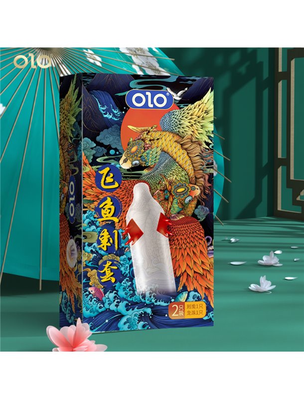 Презервативи стимулюючий з вусиками OLO Flying Fish з силіконовою змазкою 18 см 2 шт. X00001202-6 China фото - Luxbikini