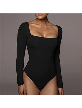 Сексуальний облягаючий боді комбідрес із квадратним вирізом - чорний КОМБ-КВ-ВЫР-ЧОР-2  фото - Luxbikini