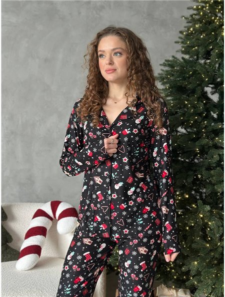 Чорна новорічна піжама DO3926 Ghazel фото - Luxbikini