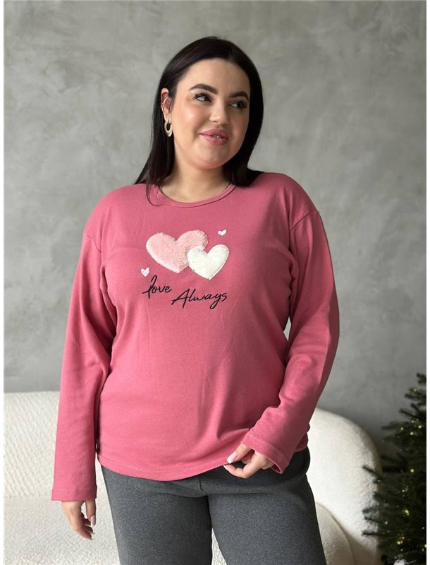 Рожева м'яка піжамка з сердечками DO3925 Ghazel фото - Luxbikini