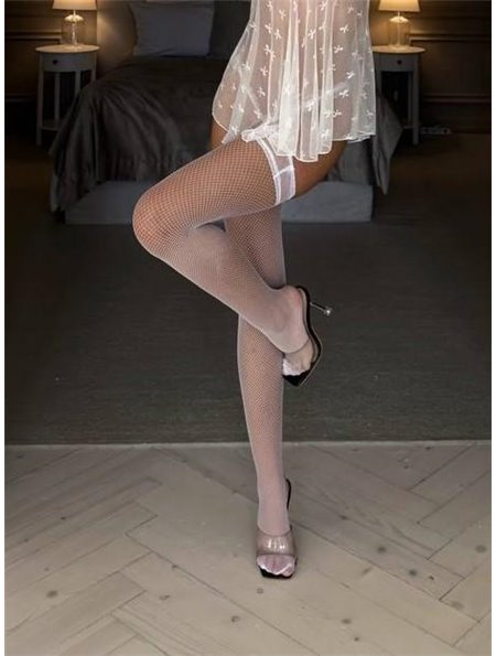 Еротичні білі панчохи з дрібною сіткою DO3902/1 Ghazel фото - Luxbikini