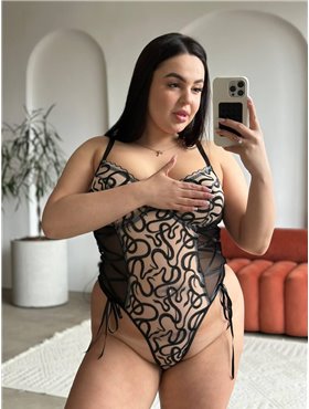 Чорний розкішний боді PLUS SIZE DO3938 Ghazel фото - Luxbikini