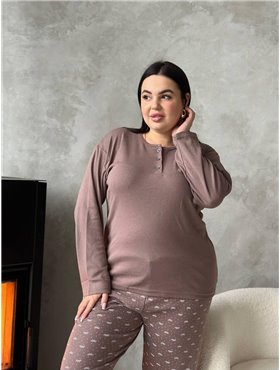 Коричнева піжама (штани у краплинку та бантики) DO3920 DO3920 Ghazel фото - Luxbikini