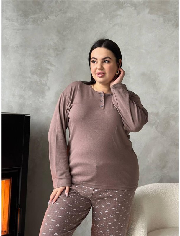 Коричнева піжама (штани у краплинку та бантики) DO3920 DO3920 Ghazel фото - Luxbikini