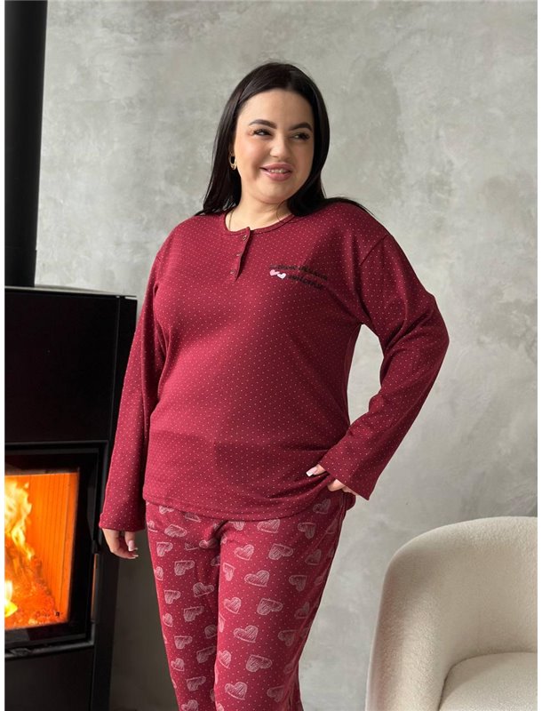 Бордова піжама у дрібну краплинку та сердечка DO3919/1 DO3919/1 Ghazel фото - Luxbikini