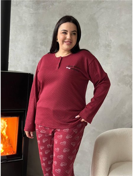 Бордова піжама у дрібну краплинку та сердечка DO3919/1 DO3919/1 Ghazel фото - Luxbikini