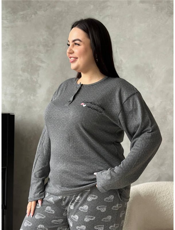 Темно-сіра піжама у дрібну краплинку та сердечка DO3919 DO3919 Ghazel фото - Luxbikini