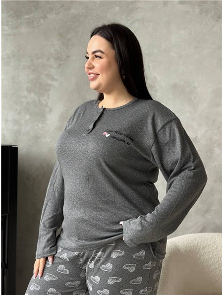 Темно-сіра піжама у дрібну краплинку та сердечка DO3919 DO3919 Ghazel фото - Luxbikini