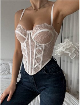 Розкішний мережевний бежевий корсет з м`якими чашками DO3896 DO3896 Ghazel фото - Luxbikini