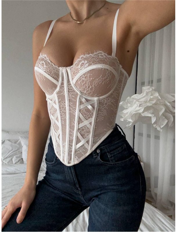 Розкішний мережевний бежевий корсет з м`якими чашками DO3896 DO3896 Ghazel фото - Luxbikini