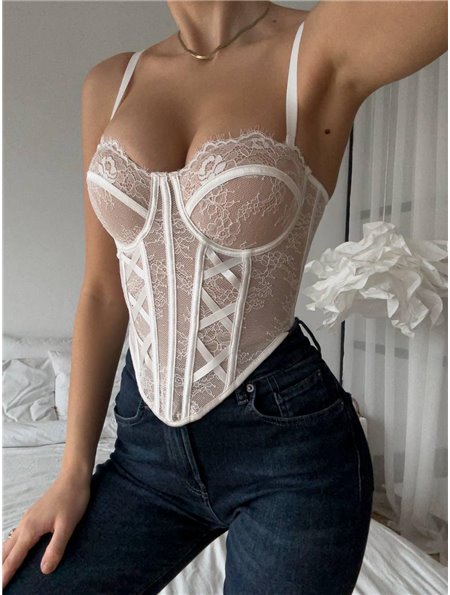 Розкішний мережевний бежевий корсет з м`якими чашками DO3896 DO3896 Ghazel фото - Luxbikini