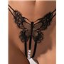 Трусики стрінги метелик мереживні з намистинами та доступом M/L чорні X00001210-1 China фото - Luxbikini