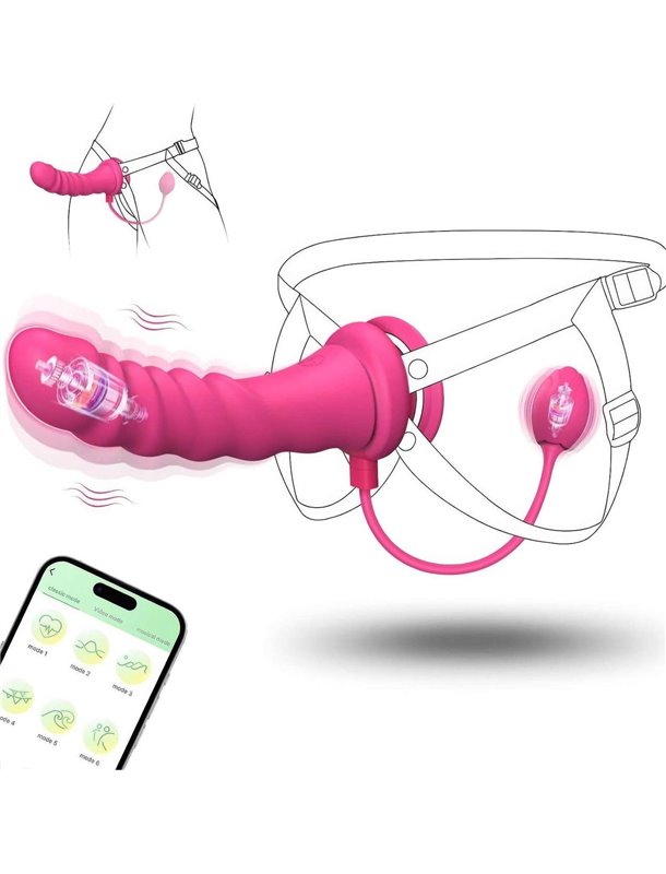 Smart страпон-вібратор зі зйомною анальною пробкою для пар силіконовий 21,5 см Рожевий X00001211 China фото - Luxbikini