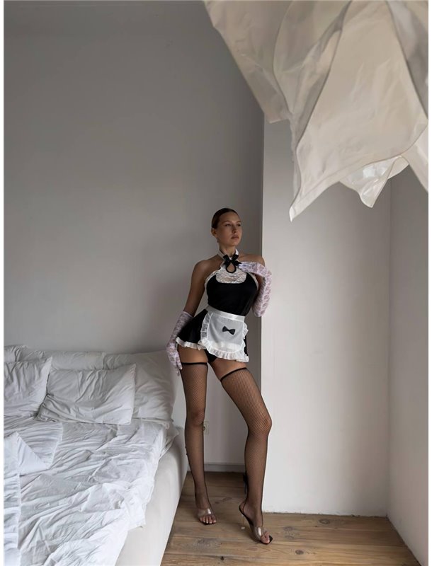 Чорний комплект покоївки DO3968 Ghazel фото - Luxbikini