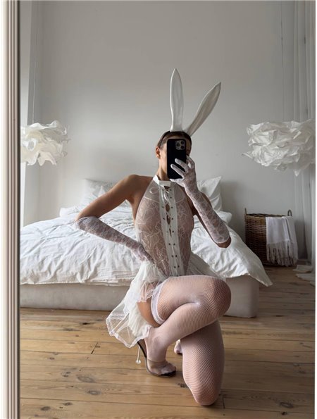 Білий еротичний комплект з вушками DO3956 Ghazel фото - Luxbikini