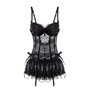 Еротичний комплект пеньюар та стрінги жіночі мереживні з прозорою сіткою XS/S Чорний X00001232 China фото - Luxbikini