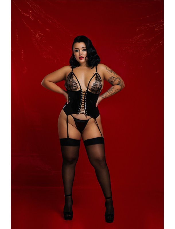 Лаковий Бюстье на Шнурівці з Кружевом, XL 2085305788 D&A фото - Luxbikini