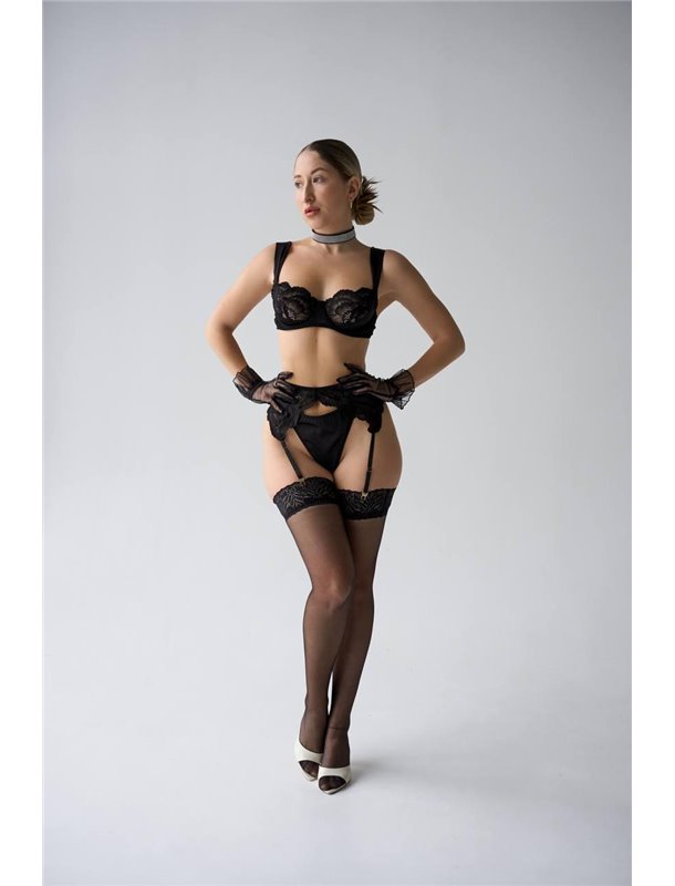 Чорні спокусливі панчохи на силіконі DO3983 Ghazel фото - Luxbikini