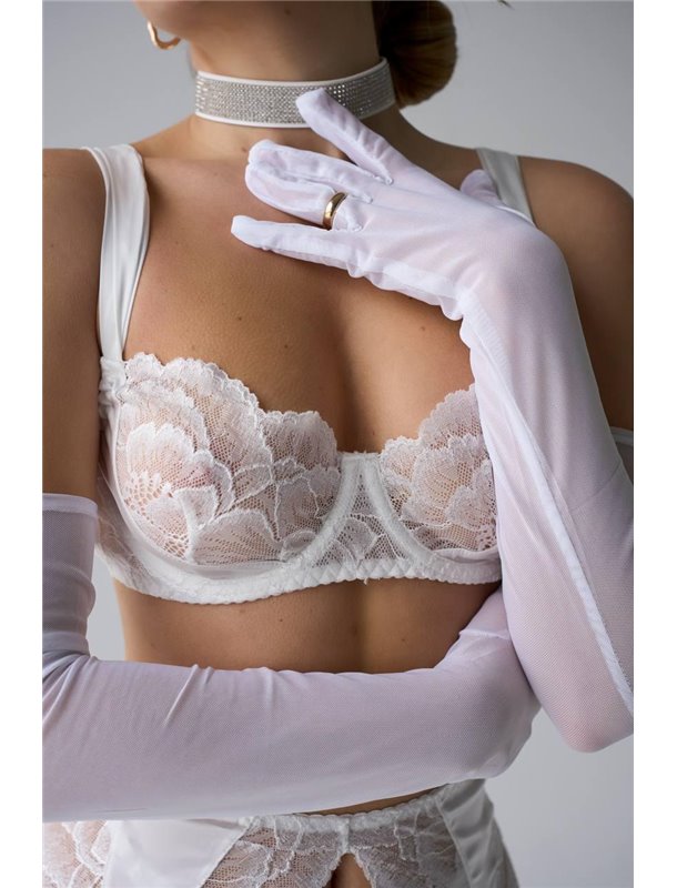 Елегантні високі білі рукавички AS1026/1 Ghazel фото - Luxbikini