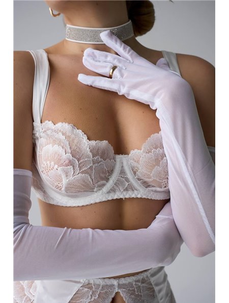 Елегантні високі білі рукавички AS1026/1 Ghazel фото - Luxbikini