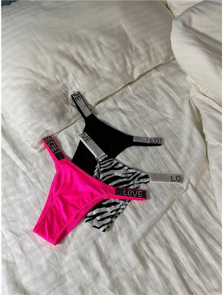 Сет з 3-х трусиків DO2498 (Чорні, рожеві, зебра) DO2498 Ghazel фото - Luxbikini