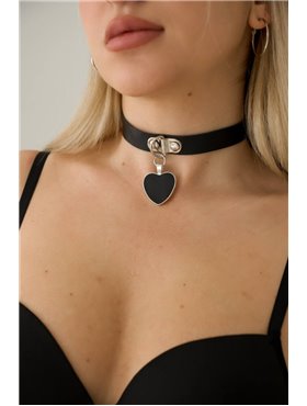 Чорний чокер із металевим серцем AS3970 AS3970 Ghazel фото - Luxbikini