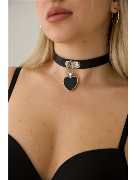 Чорний чокер із металевим серцем AS3970 AS3970 Ghazel фото - Luxbikini
