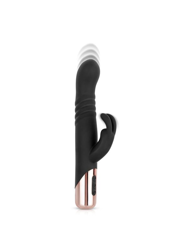 Вібратор-кролик Rosy Gold - Rabbit Vibrator with thrusting function - Black