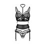 Комплект Obsessive Premisis Black 3-pcs crotchless set S/M