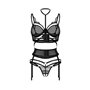 Комплект Obsessive Premisis Black 3-pcs crotchless set 2XL/3X