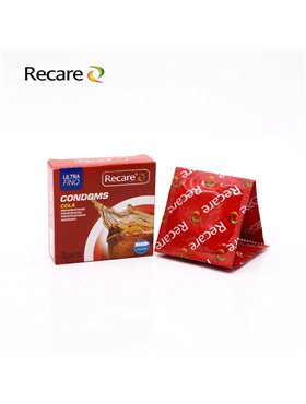 Презервативи Recare Cola Dotted&Ribbed Condoms 3 шт, з пухирцями та ребрами, аромат: Кола