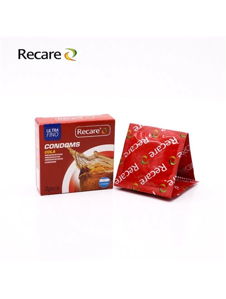 Презервативи Recare Cola Dotted&Ribbed Condoms 3 шт, з пухирцями та ребрами, аромат: Кола