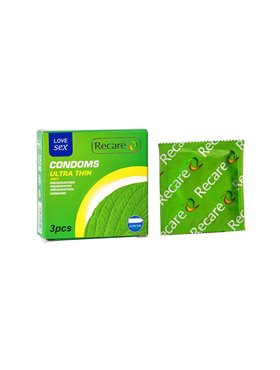 Презервативи Ultra Thin Mint Condoms 3 шт, ультратонкі, аромат: м'ята