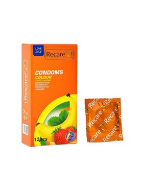 Презервативи Recare Color Fruit Flavour Condoms 12 шт, аромати: м'ята, банан, полуниця