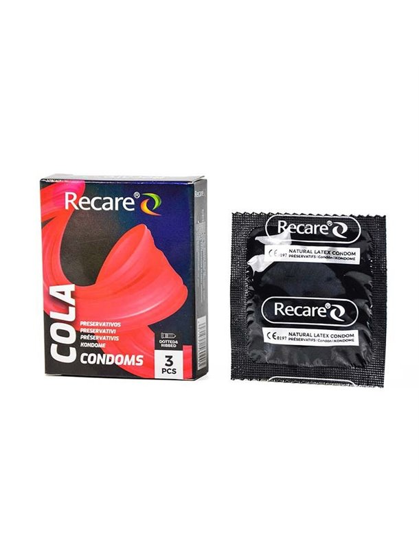 Презервативи Holographic Recare Cola Dotted&Ribbed Condoms 3 шт, з пухирцями і ребрами, аромат: Кола SX3329 Recare (Китай) фо...