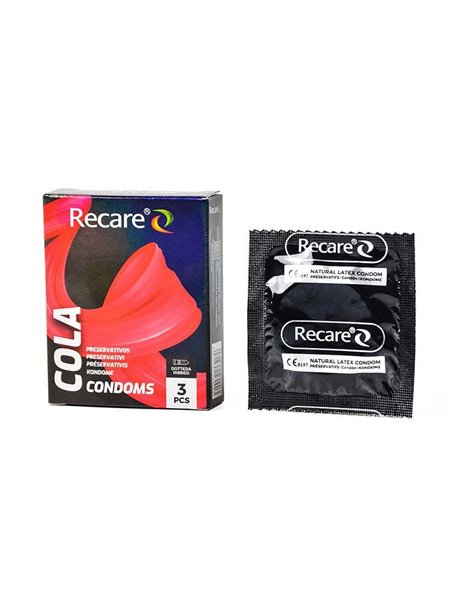 Презервативи Holographic Recare Cola Dotted&Ribbed Condoms 3 шт, з пухирцями і ребрами, аромат: Кола SX3329 Recare (Китай) фо...