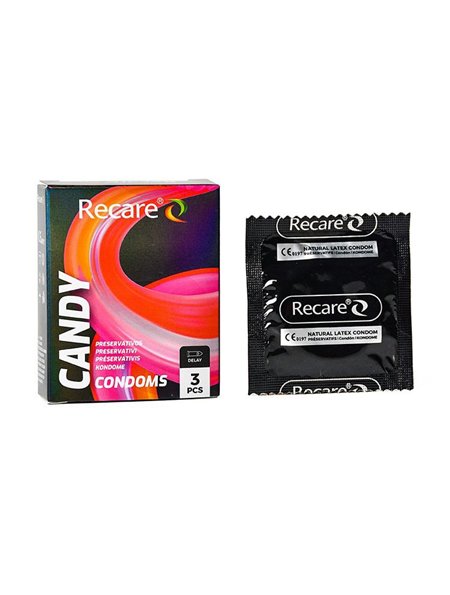Презервативи Holographic Recare Delay Candy Condoms 3 шт, пролонгувальний ефект, цукерковий аромат SX3330 Recare (Китай) фото...