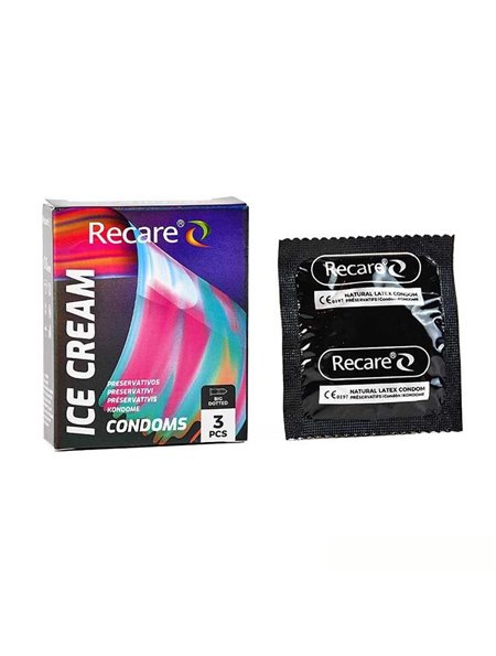 Презервативи Holographic Recare Ice Cream Big Dotted Condoms 3 шт, з пухирцями, аромат: морозиво