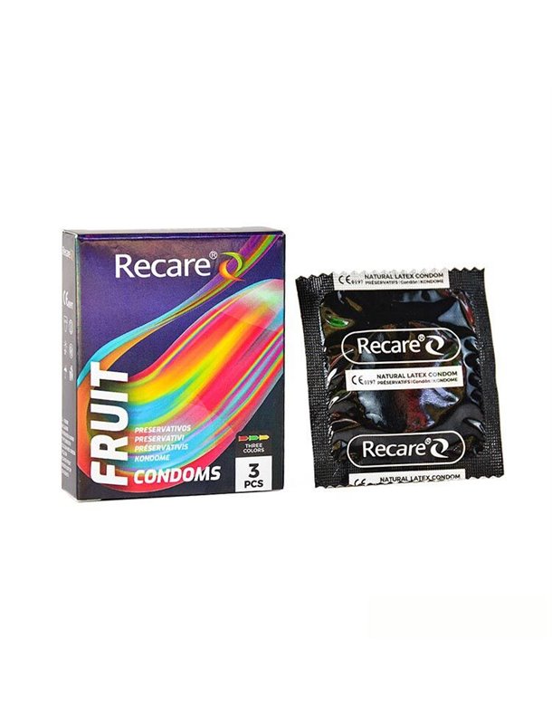 Презервативи Holographic Recare Fruit Flavour Condoms 3 шт, аромати: м'ята, банан, полуниця