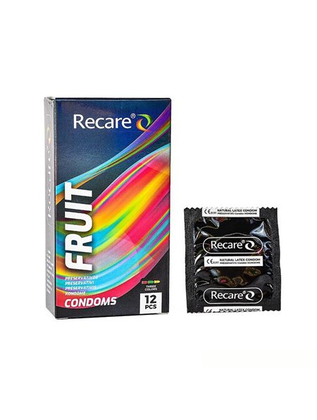 Презервативи Holographic Recare Fruit Flavour Condoms 12 шт, аромати: м'ята, банан, полуниця