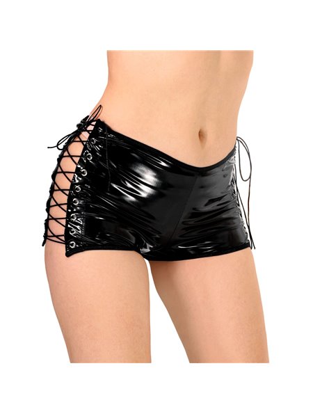 Лаковані шортики на шнурівці Art of Sex - Kylie, чорні, розмір XS-M