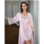 Піжамний костюм "Catalina" тканина шовк Армані преміум + мереживо (халат+нічна сорочка) Рожевий 5185 QC фото - Luxbikini