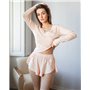 Піжамний костюм-трійка "Nicoletta" (кофта+шорти+штани) тканина трикотаж Персиковий 5182 QC фото - Luxbikini