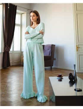 Піжамний костюм-трійка "Nicoletta" (кофта+шорти+штани) тканина трикотаж М'ятний 5178 QC фото - Luxbikini